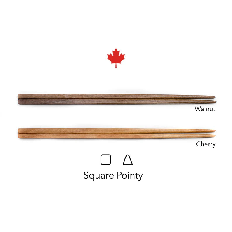 Simpo Square-Pointy style (100% Tung oil finish)-Natural Wood Chopsticks-Made in Canada