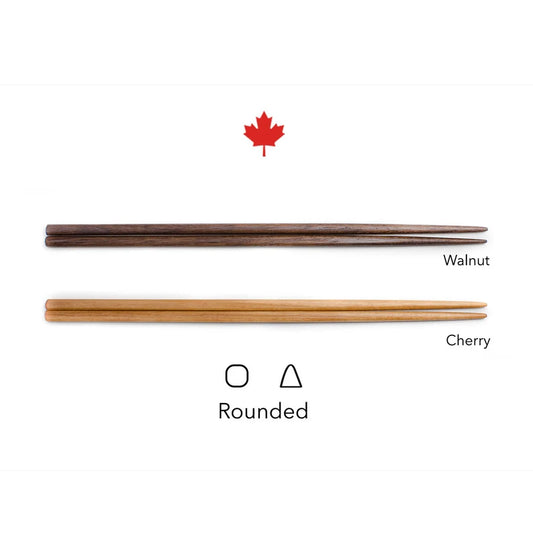 Simpo Rounded style (100% Tung oil finish)-Natural Wood Chopsticks-Made In Canada