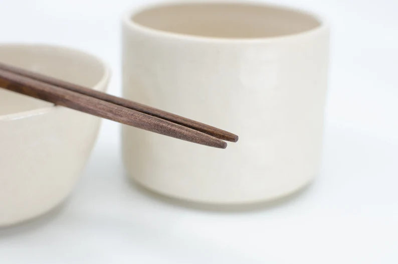 Simpo Rounded style (100% Tung oil finish)-Natural Wood Chopsticks-Made In Canada - Walnut
